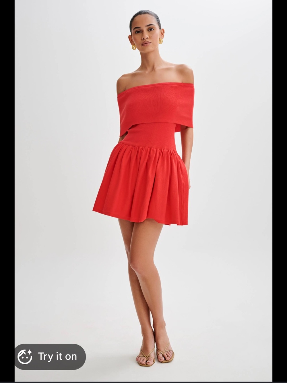 Meshki Off-Shoulder Red Mini Dress